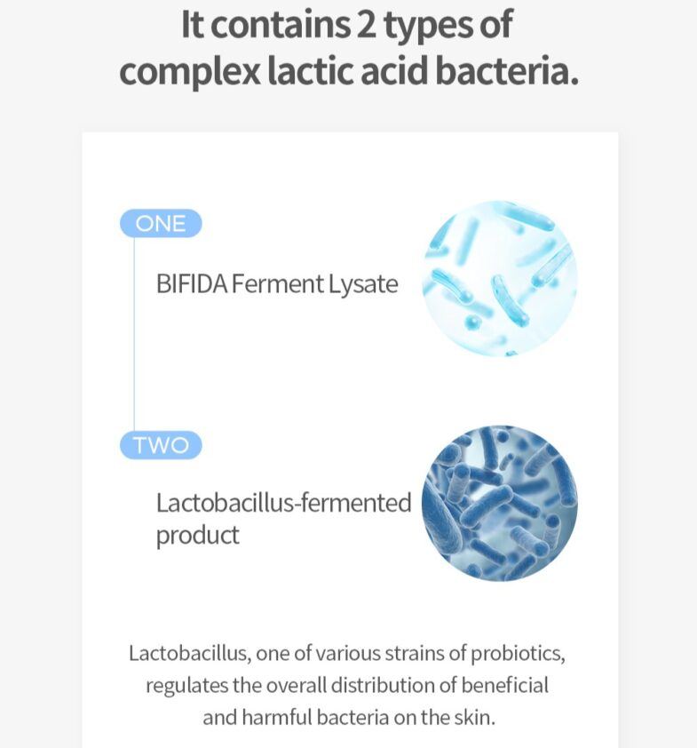 Vizualni prikaz korejske kozmetike 'Divote Cosmetics' s fokusom na dva tipa složenih bakterija mliječne kiseline: BIFIDA fermentirani lizate i produkt fermentacije laktobacila.