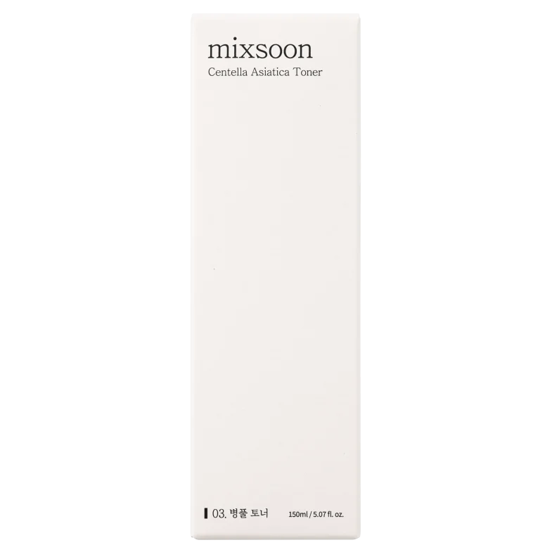 Kutija proizvoda 'mixsoon Centella Asiatica Toner', koji pripada liniji 'divote cosmetics' i predstavlja primjer korejske kozmetike, sadrži 150 ml tonera.
