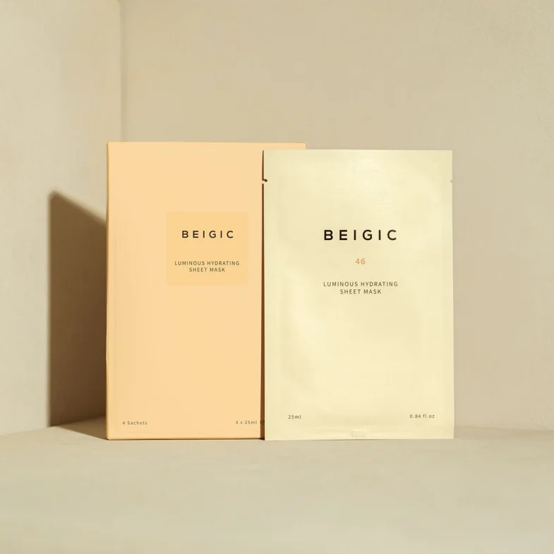 Pakiranje i list maske Beigic Luminous Hydrating, primjer divote cosmetics iz korejske kozmetike.
