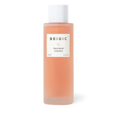 Bočica BEIGIC 38 Treatment Essence od 120 ml, dio korejske kozmetike s natpisom 'Divote Cosmetics'.