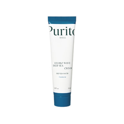 Tuba kreme Purito Hydro Wave Deep Sea iz korejske kozmetike Divote Cosmetics na bijeloj pozadini.