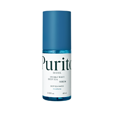 Plava boca Purito Hydro Wave Deep Sea seruma, dio korejske kozmetike, simbol divote cosmetics.